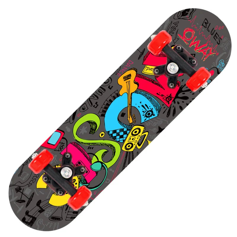 New Cartoon Four-wheel Skateboard Children Beginner Skateboards Maple Wood Deck Skate Board Outdoor Double Rocker Skateboard