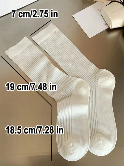 4 Pairs Solid color Pattern Women Man Unisex Couples Sports Socks Mid-Calf Socks Winter Holiday Gifts