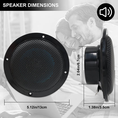 Herdio 2PCS 4 Inch Ceiling Bluetooth Speaker Kit Water Resistant 160W Marine Speakers For Bathroom Kitchen Home Outdoor Camper