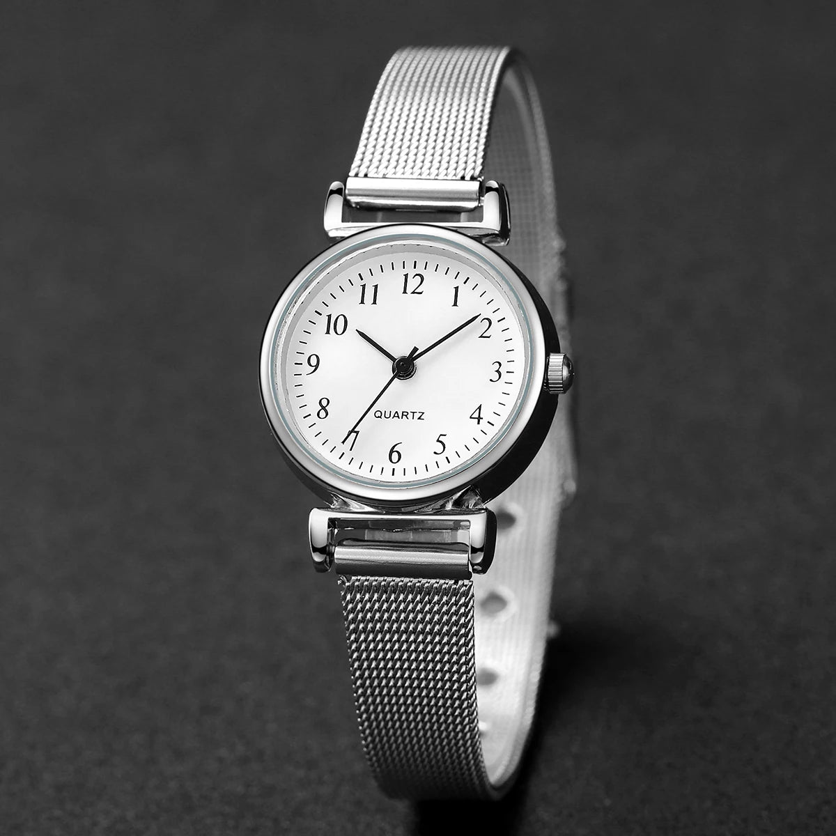 2PCS Fashion Arabic Dial Women Quartz Watch Steel Mesh Band Watches Opening Cuff Bracelet Bangle Set£¨Without Box£©