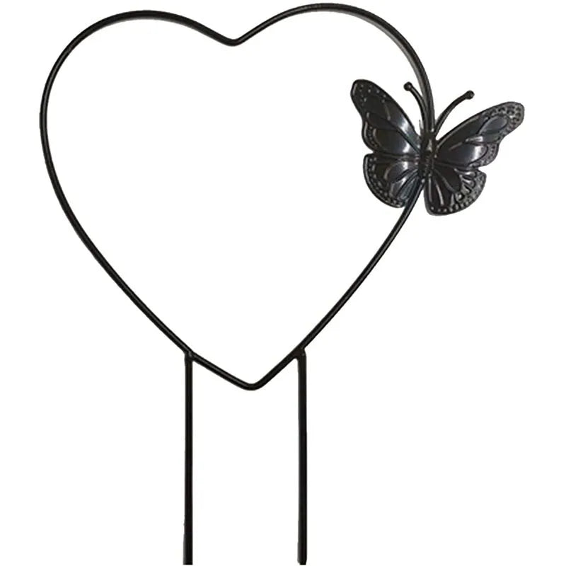 1Pc Garden Plant Support Stake Stand Round Vine Climbing Rack Ironheart-Shaped Flower Plant Trellis Support Frame Garden Decor