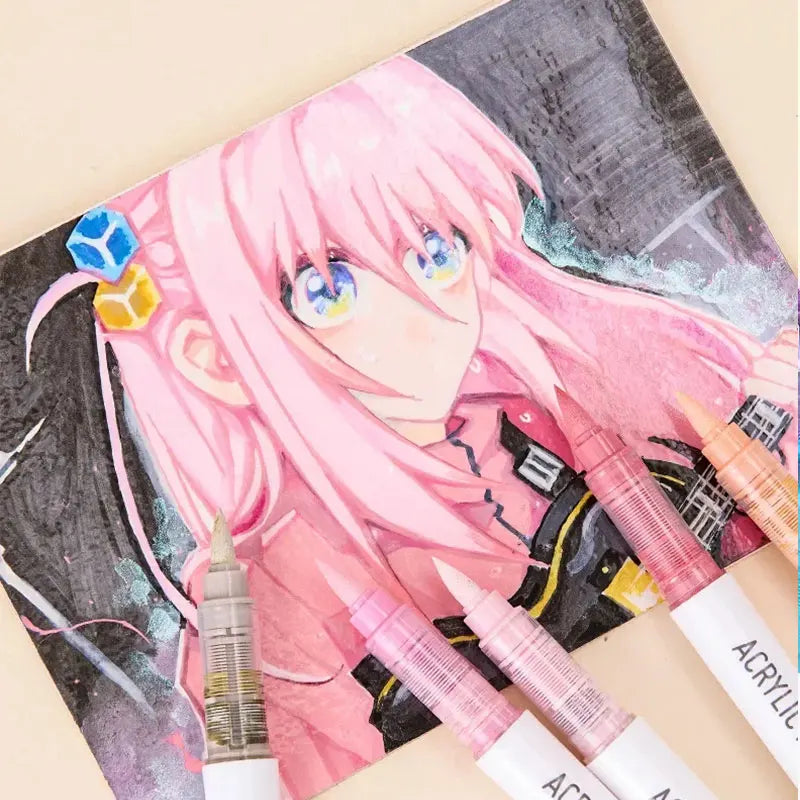 Languo 9pcs/box Soft Brush Acrylic Marker Pen Set£¬DIY Hand Drawn,Paint Art Markers pens,Student Graffiti Acrylic Paint Pens,M720