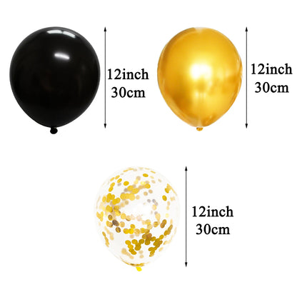 40pcs 12inch Gold Black Mixed Confetti Latex Balloons Boy Girl Birthday Adult Woman Man Party Decorations Graduation New Year