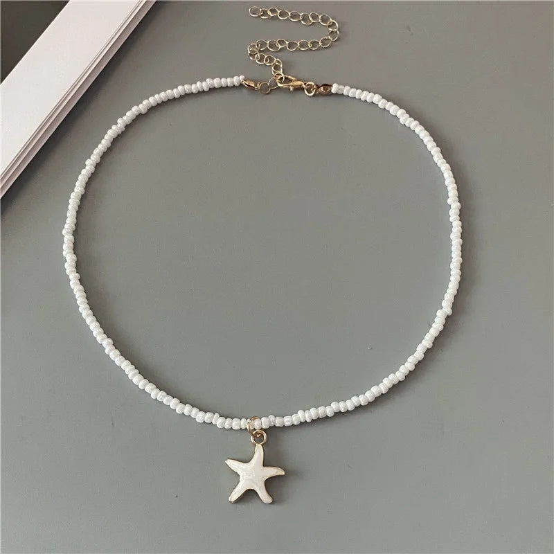 Spring Summer Necklace for Women Girl Cute Romantic Starfish Short Neck Jewelry Party Wedding Necklace Wholesale