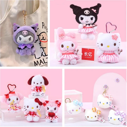Kawaii Hello Kitty  Kuromi  Plush Doll Toys Pendant Cute Plush  Keychain Bag Pendant Christmas Gifts12CM
