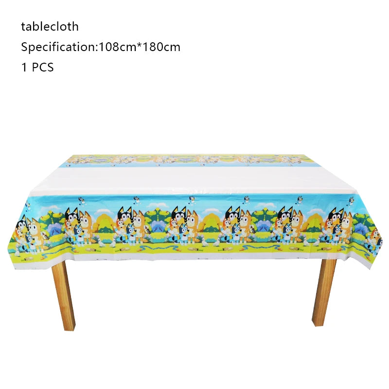 New Bluey Birthday Party Decoration Latex Balloons Bingo Aluminum Film Balloon Disposable Tableware Kids Event Supplies Backdrop