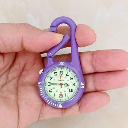 Unisex Climbing Carabiner Clip Quartz Pocket Watches Keychain Hanging Luminous Clock For Women Mens Nurse Doctor Students Gifts