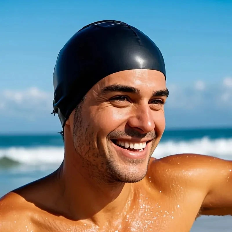 Unisex Adult Silicone Swim Cap Waterproof Swimming Hat Non Slip Bathing Pool Hat Elastic Silicone Cap for Long and Short Hair