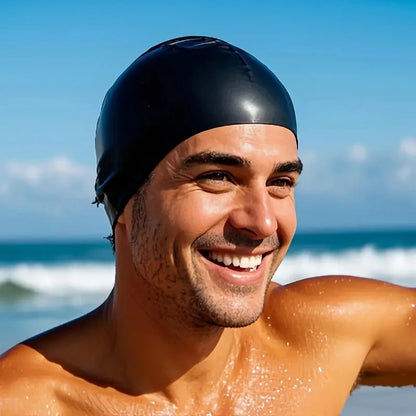 Unisex Adult Silicone Swim Cap Waterproof Swimming Hat Non Slip Bathing Pool Hat Elastic Silicone Cap for Long and Short Hair