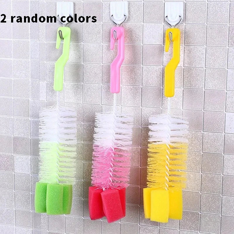 1/2pcs Multi-Purpose Baby Bottle Brush with Long Handle Fine Hair Sponge for Household Dishwashing Cup Cleaning And Baby Bottle