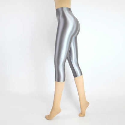 Satin Silky Smooth Women Pants Sexy Tight High Waist Gloss Pants Capris Yoga Sports Joggers Sweatpants Women Pants Bottoms