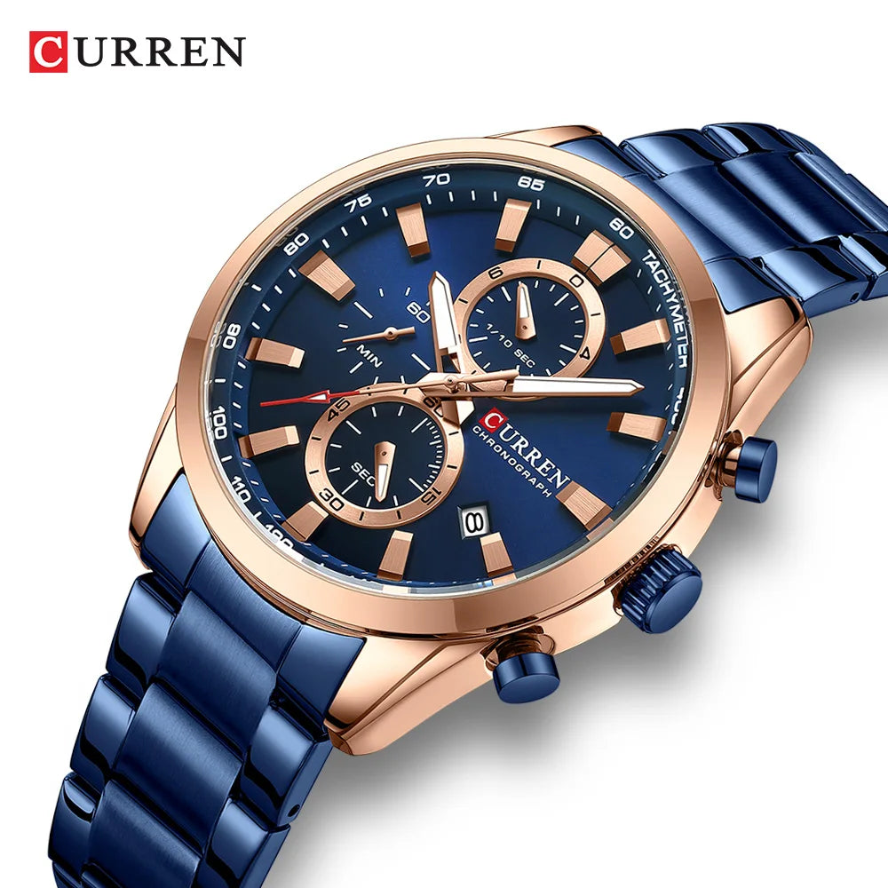 CURREN 8445 Men's Multifunctional Waterproof Wristwatch Calendar Business Men's Watch with Six Hands