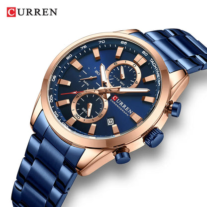 CURREN 8445 Men's Multifunctional Waterproof Wristwatch Calendar Business Men's Watch with Six Hands