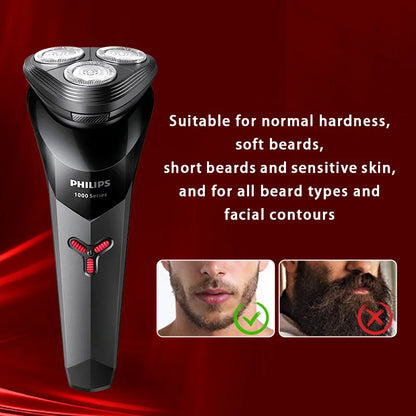 PHILIPS S1113 Electric Shaver USB Charge Stainless Steel PowerCut Blade Razor Triple Floating Head Men Fast Shave Beard Trimmer