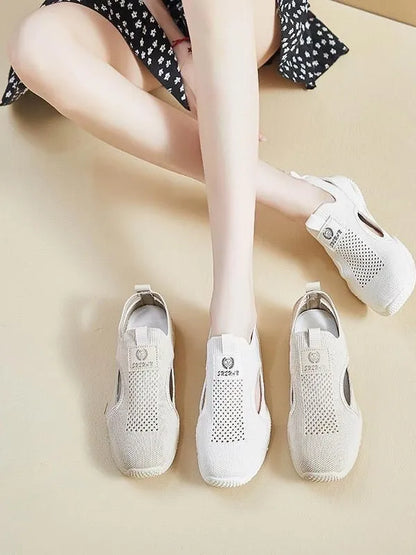 Breathable Fly Knit Materni Sandals Women's Slip-On Head Covering Flat oes Comfortable Casual Faionable Summer Sneakers