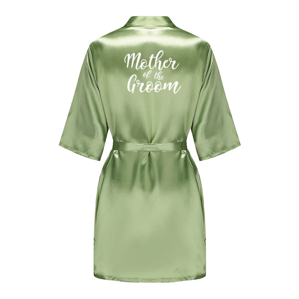 Satin Silk Robes Plus Size Wedding Bathrobe Bride Bridesmaid Mother Maid of Honor Gown Women Clothing Sleepwear Sage Green
