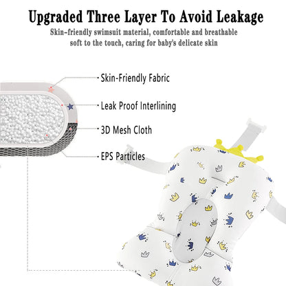 Baby Bathtub Pad Ajustable Bath Support Seat Mat Shower Cushion Newborn Foldable Baby Bath Seat Floating Security Water Pad