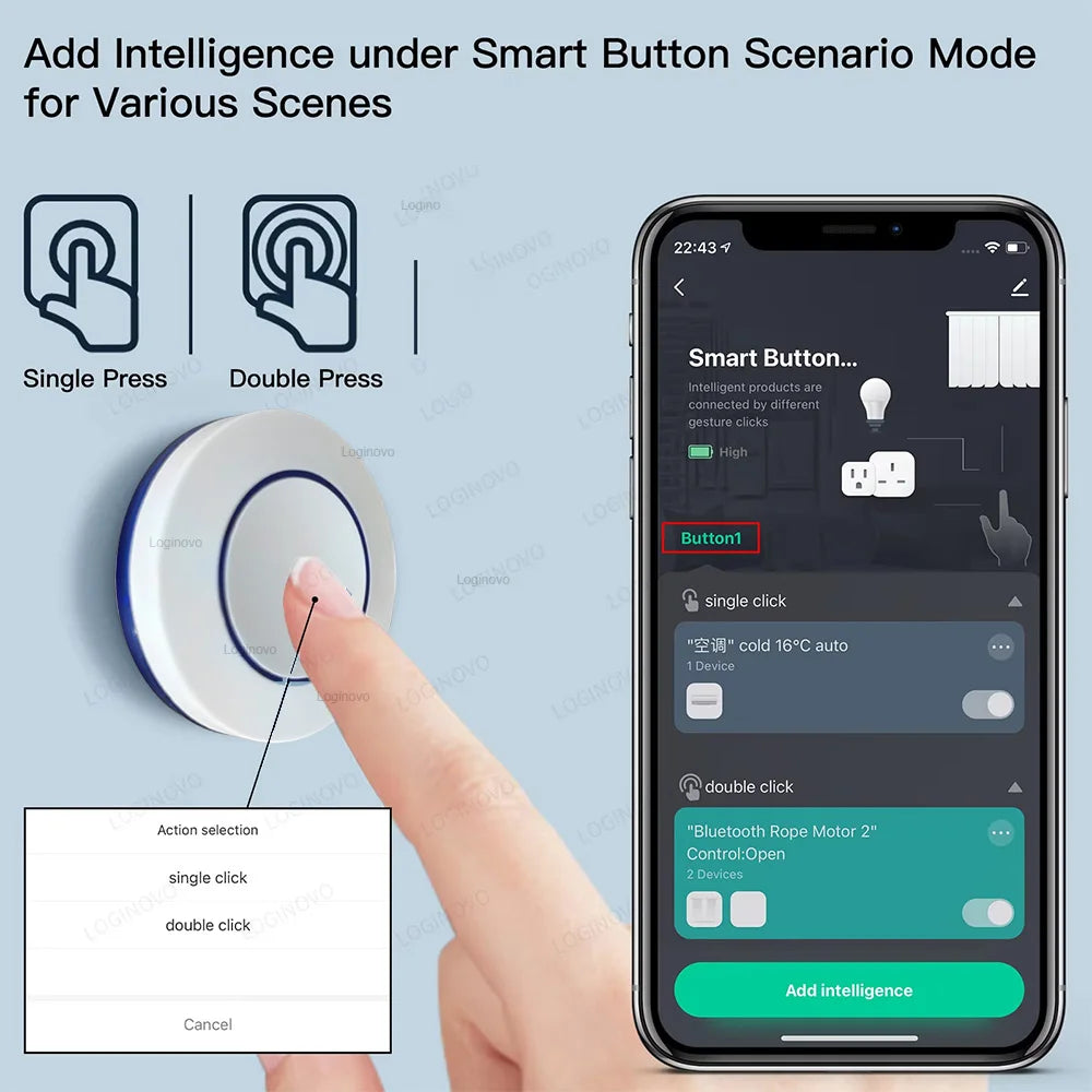 Tuya Smart Zigbee Scene Button Switch Smart Life Wireless Push Switch Remote on Off Key Controller Automation Scenario Switch