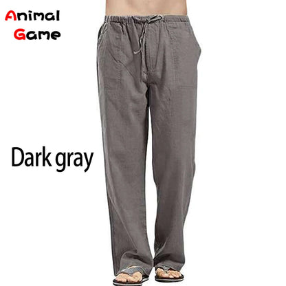 Spring Linen Wide Men Pants Korean Trousers Oversize Cotton Streetwear Male New Yoga Pants Casual Men Clothing Sweatpants