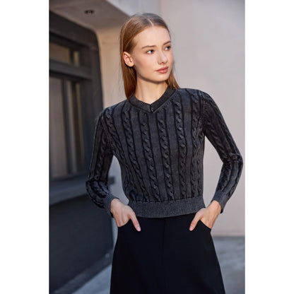 AP 2026 Women Washed Sweater Autumn and Winter Cable Sweater Stretch Skirt and Fashion Leather Skirt