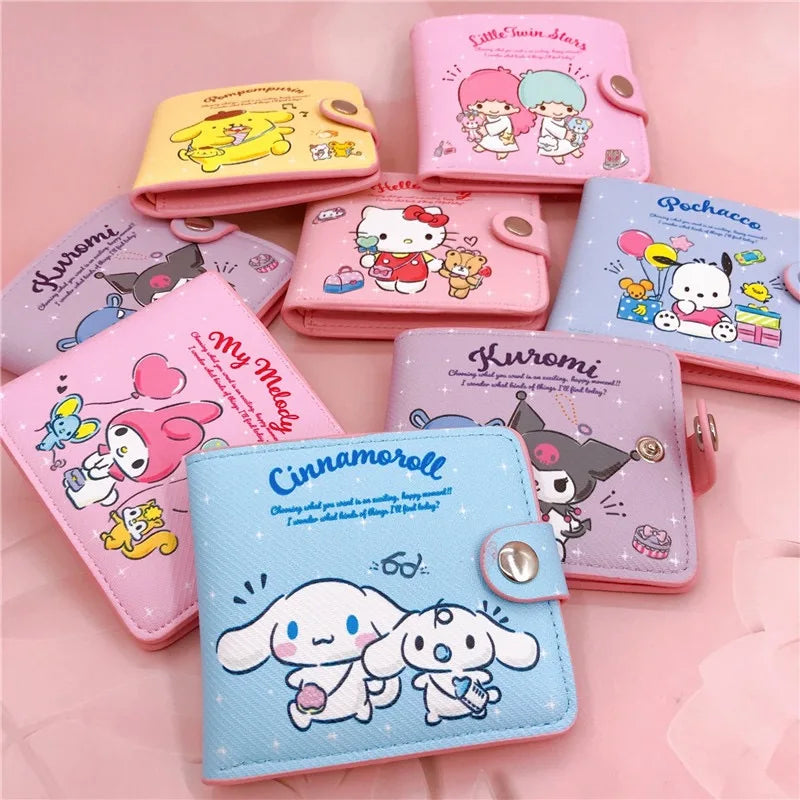 Sanrio Hello Kitty Cinnamoroll My Melody Kuromi New Pu Casual Money Bag Coin Purse Card package Wallet With Buttons ?