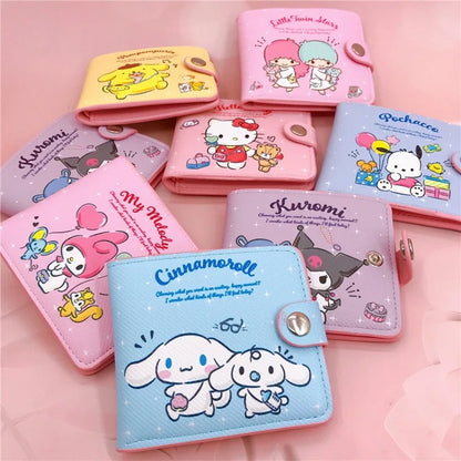 Sanrio Hello Kitty Cinnamoroll My Melody Kuromi New Pu Casual Money Bag Coin Purse Card package Wallet With Buttons ?
