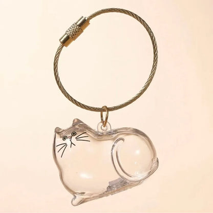 Transparent Cat/Dog Hair Collection Capsule Keychain Kawaii Memorial Pet Cat Dog Hair Capsule for Keychain DIY Pendant Accessory