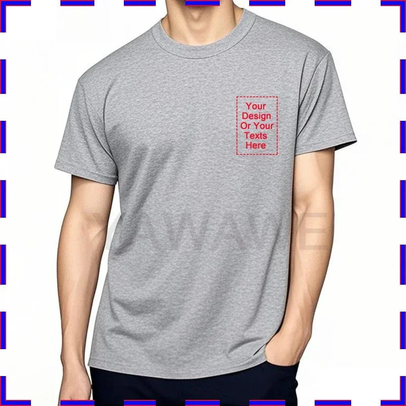 Your Design Here T Shirts Cotton Custom T-Shirt Make Your Design Logo Text for Men and Women Personalized Tshirt Summer Presents