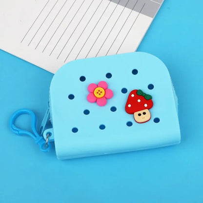Soft Silicone Mini Holes Wallet Zipper Coin Purses Card Holder Money Bag Women Girls Zipper Change Pouch Storage Bag Organizer