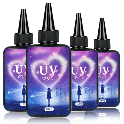 UV Resin 100-300g/random molds 5pc - Upgraded Hard Type Crystal Clear Ultraviolet Curing UV Epoxy Resin for Craft Jewelry Making