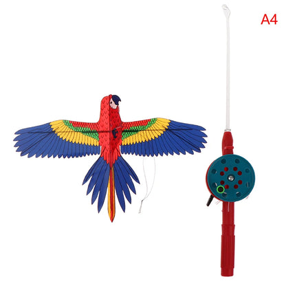 Cartoon Children Kite Mini Plastic Toys Kite + 40cm Hand Brake Fishing Rod Outdoor Fun Sports Toys Kites For Kids Gifts