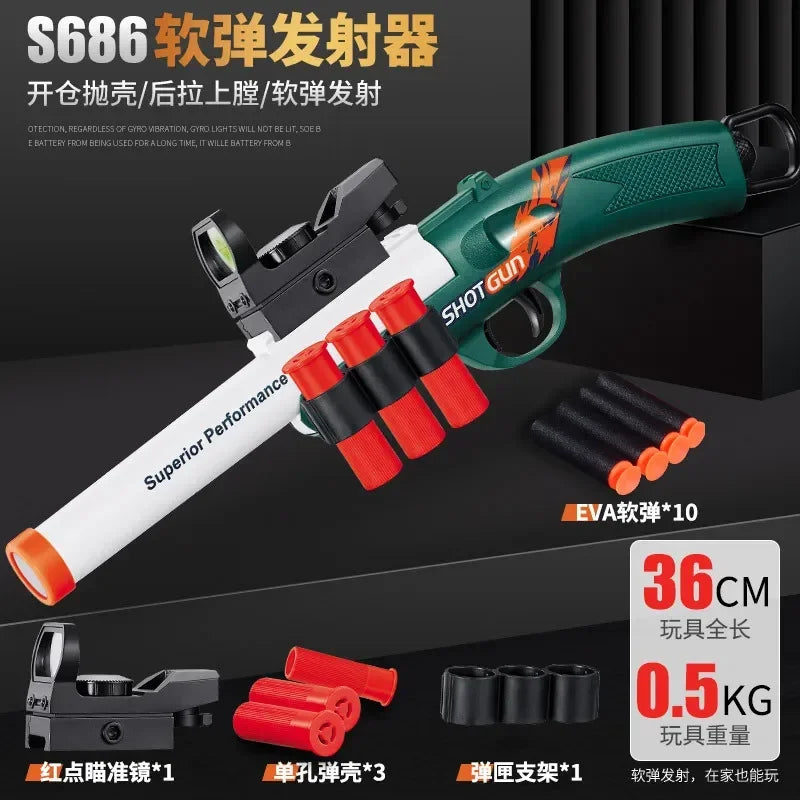Mini S686 Shell Throwing Soft Bullet Launcher Toy Gun Airsoft Foam Bullet Blaster CS Outdoor Weapon Children Pistol