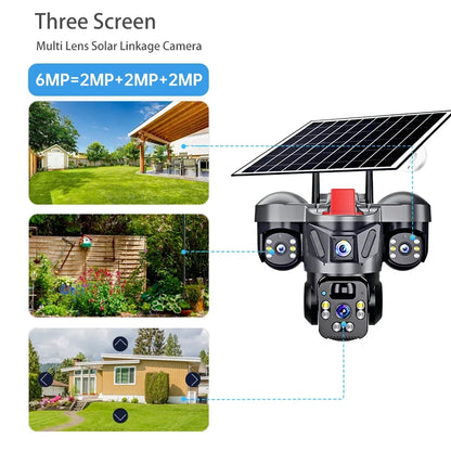 KERUI V380 Pro Outdoor PTZ 6MP WIFI 4G Solar Camera Home Security Triple Lens Camera Solar Panel CCTV Video Surveillance