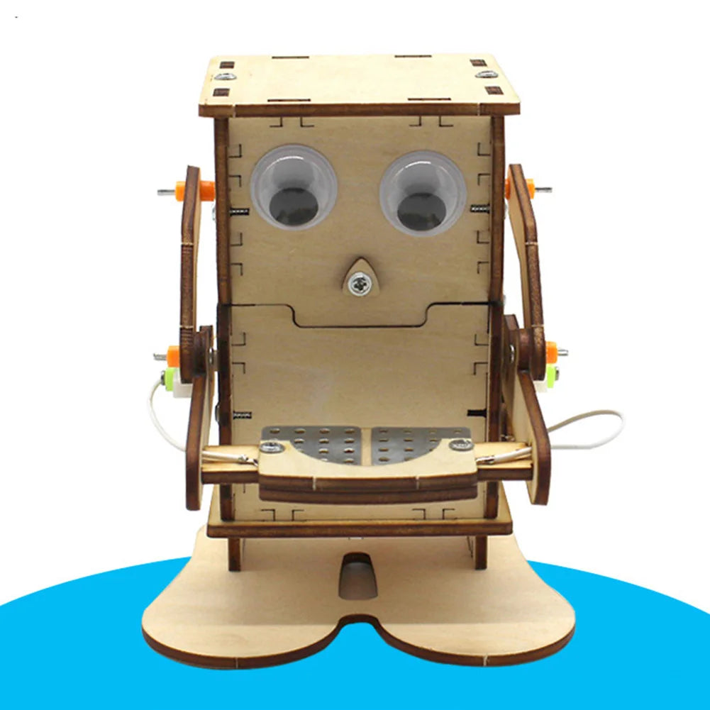 DIY Robot Eating Coin Wood Model Teaching Learning Stem Project Kit for Kid Science Experiment Education Toy Wooden Assemble Kit