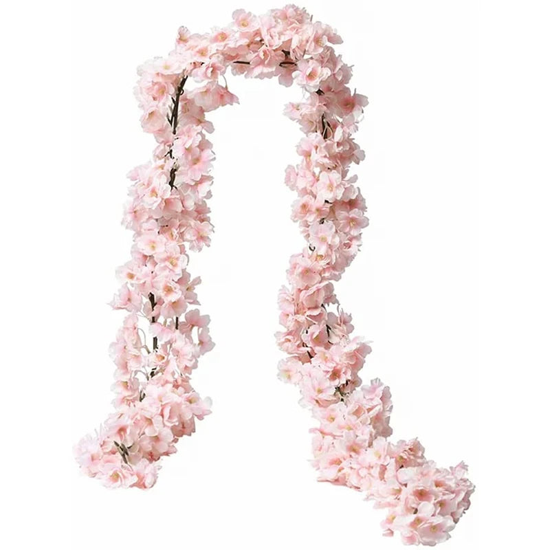 180CM Artificial Sakura Flowers Vine Wedding Garden Rose Arch Home Party Decoration Festival Bridal Fake Silk Scrapbook Plants