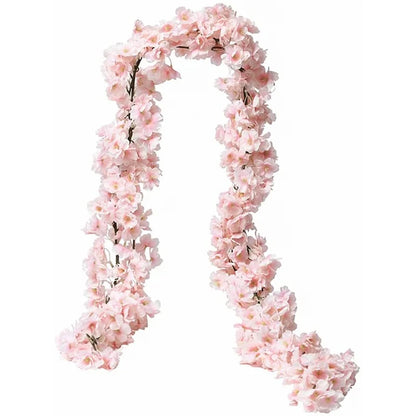 180CM Artificial Sakura Flowers Vine Wedding Garden Rose Arch Home Party Decoration Festival Bridal Fake Silk Scrapbook Plants