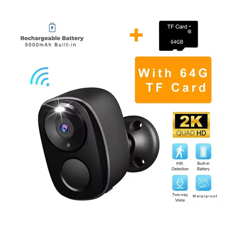 Security Cameras Wireless Outdoor 2K Battery Powered WiFi Camera AI Motion Siren Spotlight Color Night Vision IP66 Waterproof