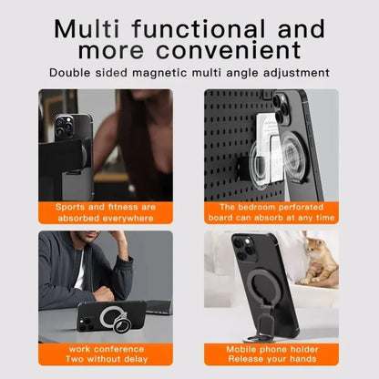 Double-Sided Holder Foldable 360?? Rotating Stand with Strong Magnet & Finger Grip Suppor