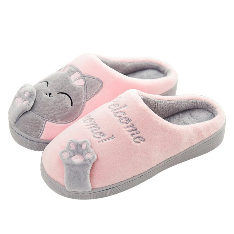 Cotton slippers women's autumn and winter new cartoon lucky cat Korean version cute warm indoor home