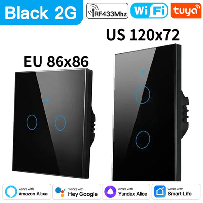 TNCE Tuya Switch WIFI RF US/EU, 1/2/3/4 Gang No/With Neutral Wire Wall LED Light Controller, Smart life, Voice Alexa Google Home