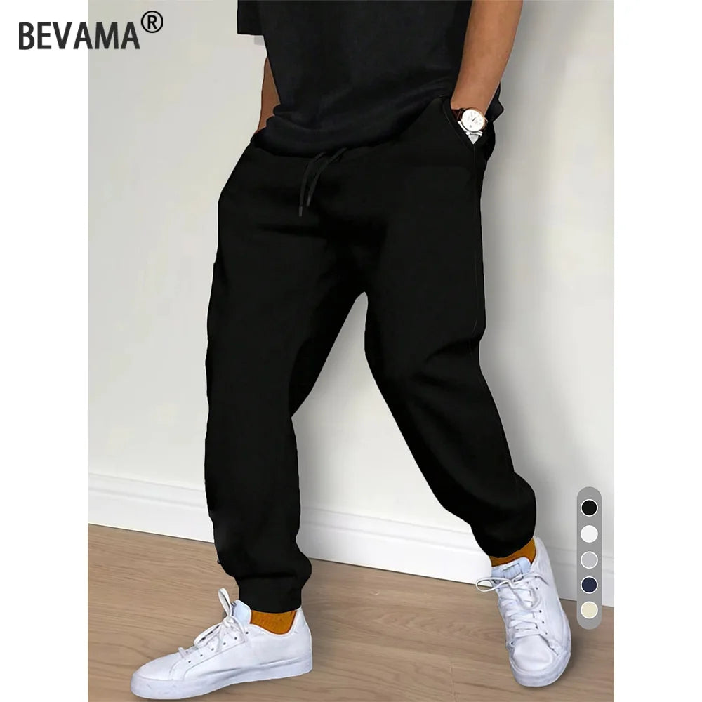 Men's Casual Pants Sweatpants Spring Autumn Fleece Sports Pants Solid Color Gym Trousers Running Workout Jogging Long Pants