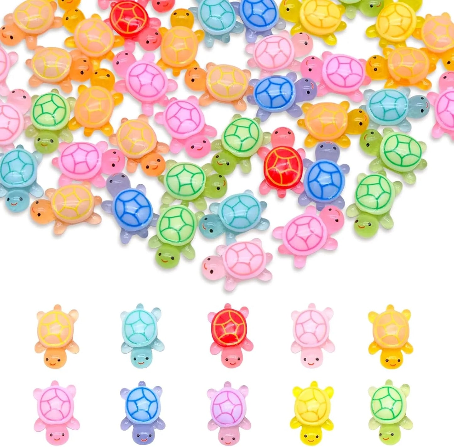 20/50/100 PCS Cute Mini Luminous Turtle Ornaments Glowing in The Dark MiniTurtle Micro Landscape Kids Toys Home Decoration Gift
