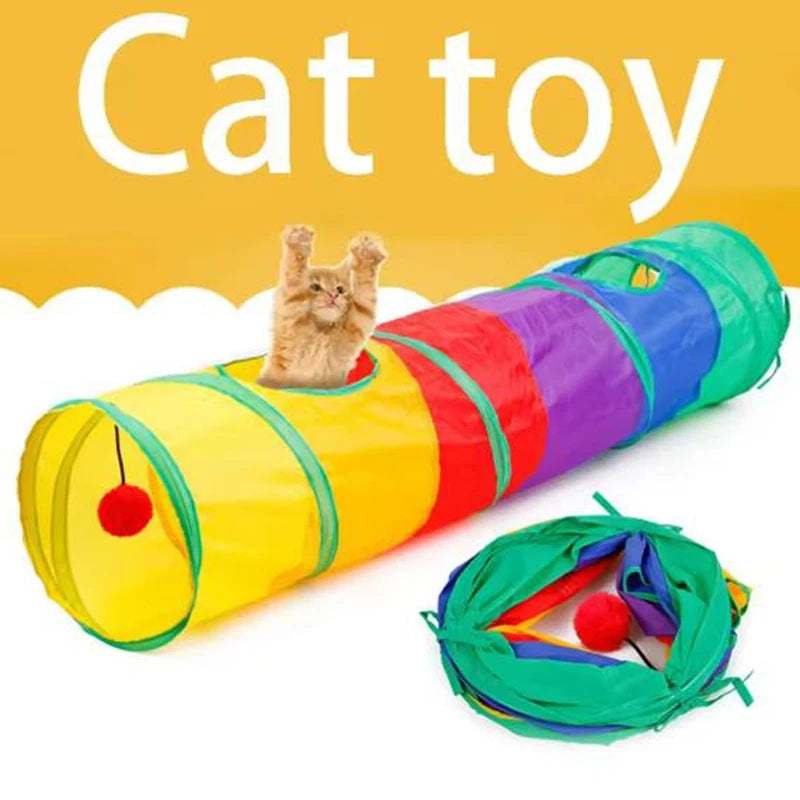 Hot Cat Tunnel Pet Tube Collapsible Play Toy Indoor Outdoor Kitty Puppy Toys for Puzzle Exercising Hiding Training Pet Toys