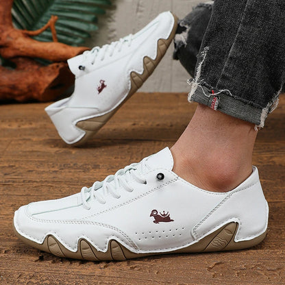Spring Men Low Cut Leather Sneaker Soft Soled Loafers Anti Slip Flat Bottom Casual Shoes Large Size Zapatillas Para Hombre 2025