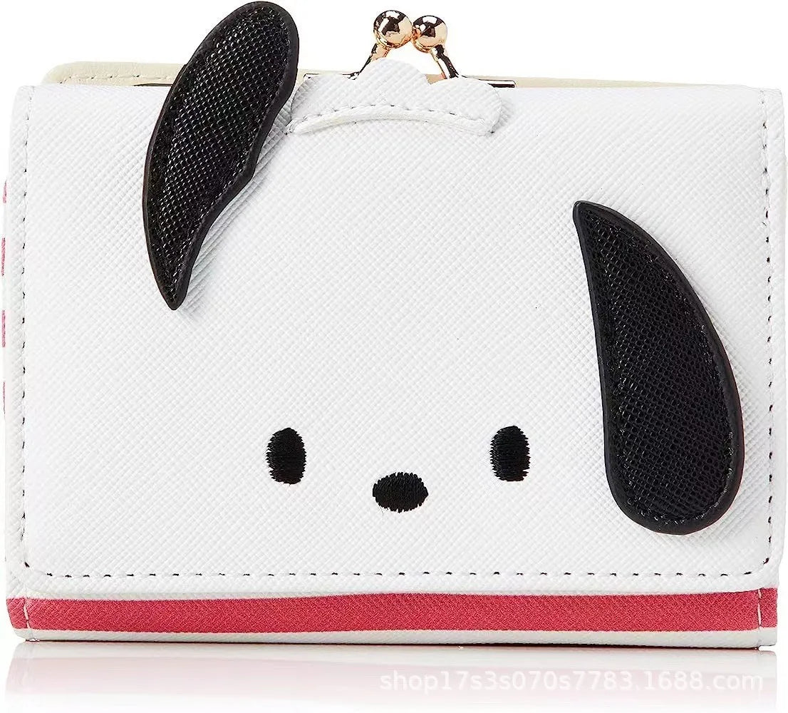 Sanrio Hello Kitty Tasche Kawaii Cinnamoroll My Melody Kuromi Lässige Mode PU Leder Brieftasche Niedliche Klappkarte Tasche Geburtstagsgeschenke 