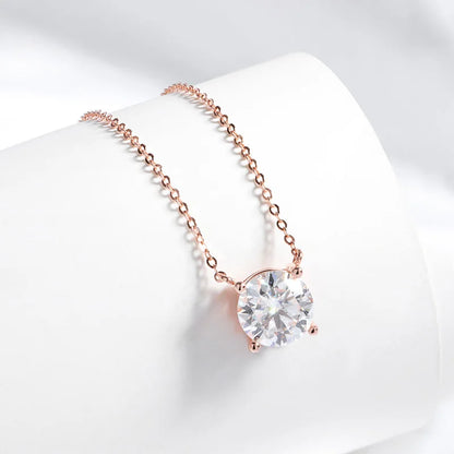 Smyoue 1-5CT Rose Gold Color Moissanite Necklace for Women D Color Sparkling Classic Lab Diamon Pendant Sterling Silver 925 100%