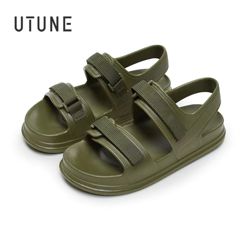 UTUNE Fashion Patch Women's Sandals Summer Comfortable Platform Shoes Beach Outside Purple Slides Thick Sole Non-slip Slippers