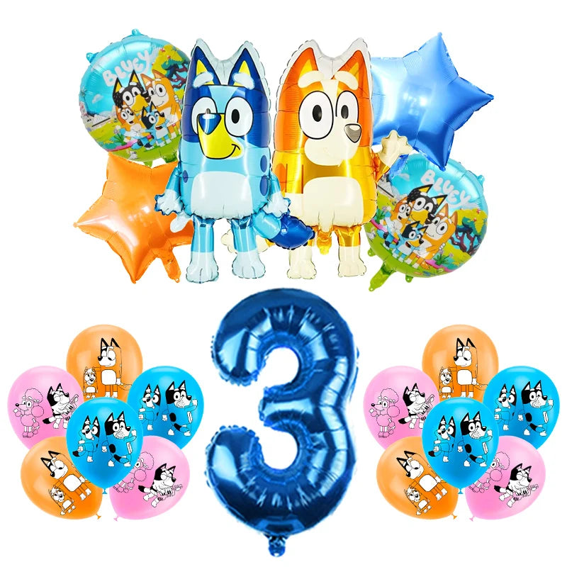 New Bluey Birthday Party Decoration Latex Balloons Bingo Aluminum Film Balloon Disposable Tableware Kids Event Supplies Backdrop
