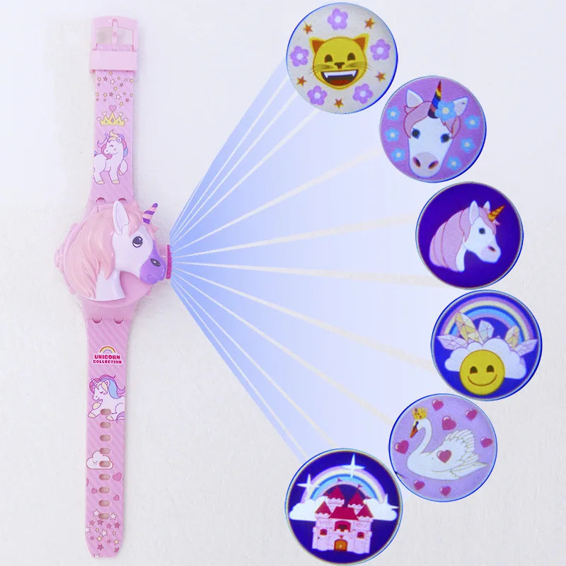 3D Cartoon Stitch Kids Watches For Girls Projection Unicorn Mickey Children Watch Digital Clock Gift Dropshipping montre enfant