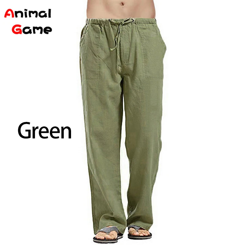 Spring Linen Wide Men Pants Korean Trousers Oversize Cotton Streetwear Male New Yoga Pants Casual Men Clothing Sweatpants
